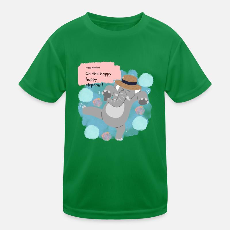 Glücklicher Elefant Kinder Funktions-T-Shirt