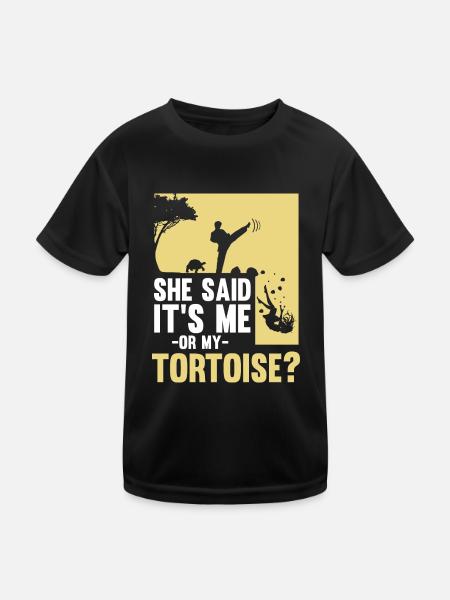Tortue elle a dit que c’était moi ou ma tortue drôle de repti - T-shirt sport Enfant - noir - Devant