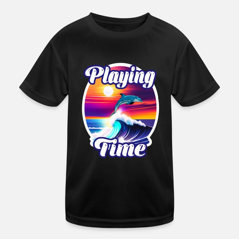 Delphin und Welle Kinder Funktions-T-Shirt