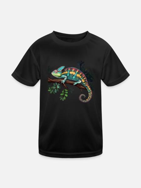Chameleon Branch Reptiles - Kids Functional T-Shirt - black - Front