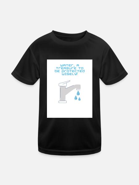 Wasser ist ein Schatz - Kinder Funktions-T-Shirt - Schwarz - Vorne