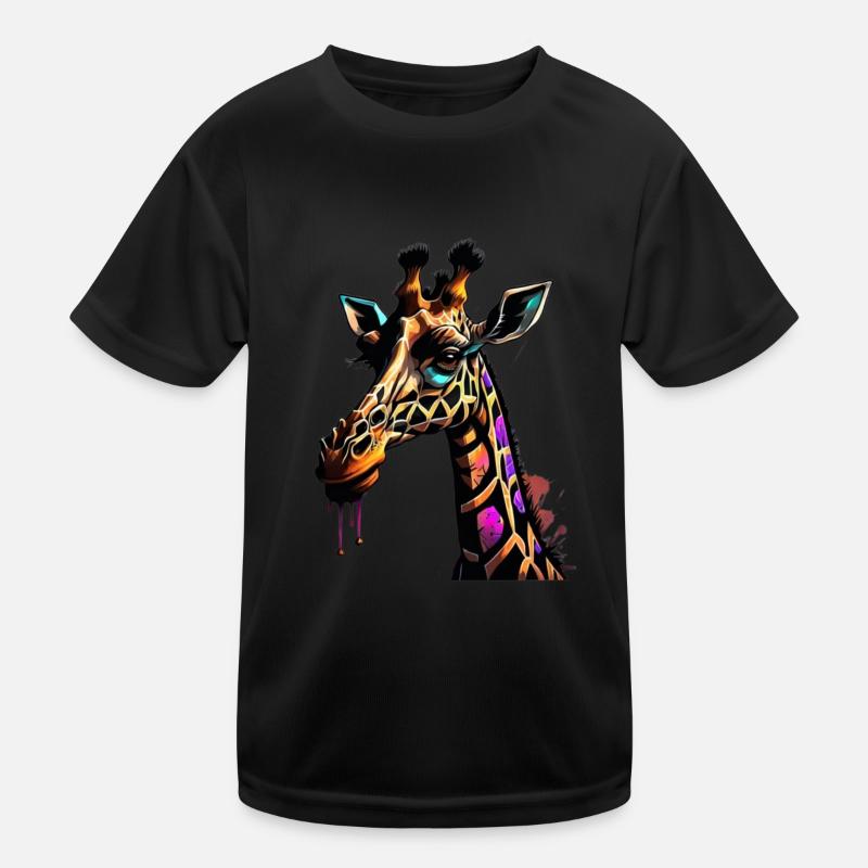 Graffiti Giraffe - Kinder Funktions-T-Shirt - Schwarz