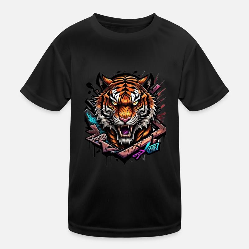 Böser Tiger Kinder Funktions-T-Shirt