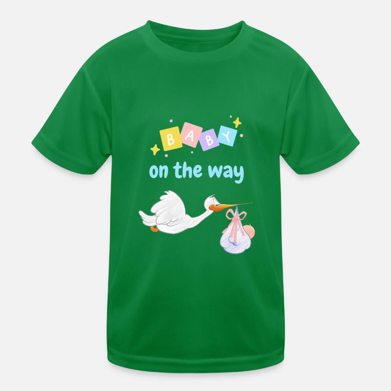 Bébé en route avec cigogne 2 - bleu T-shirt sport Enfant