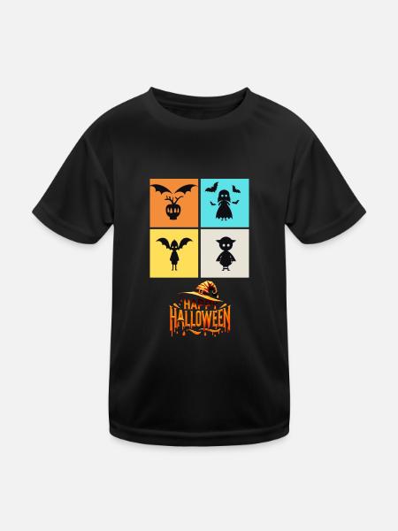 Quartet of Frights: A Halloween Collage - Kids Functional T-Shirt - black