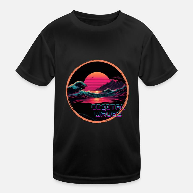 Digital Waves - Kids Functional T-Shirt - black