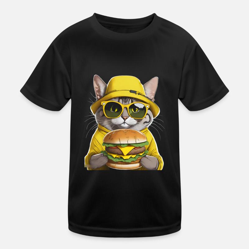 Katze mit gelbem Hut Kinder Funktions-T-Shirt
