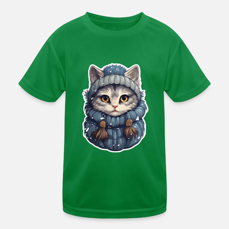 Winter Cat Kids Functional T-Shirt