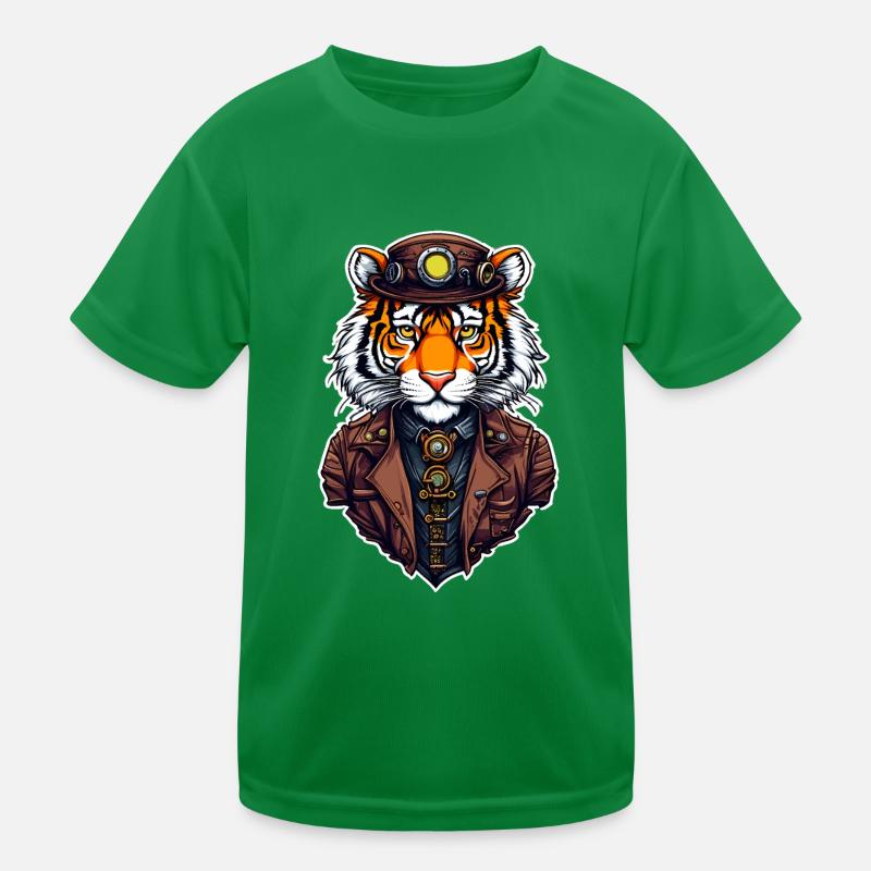 Steampunk Tiger Kinder Funktions-T-Shirt