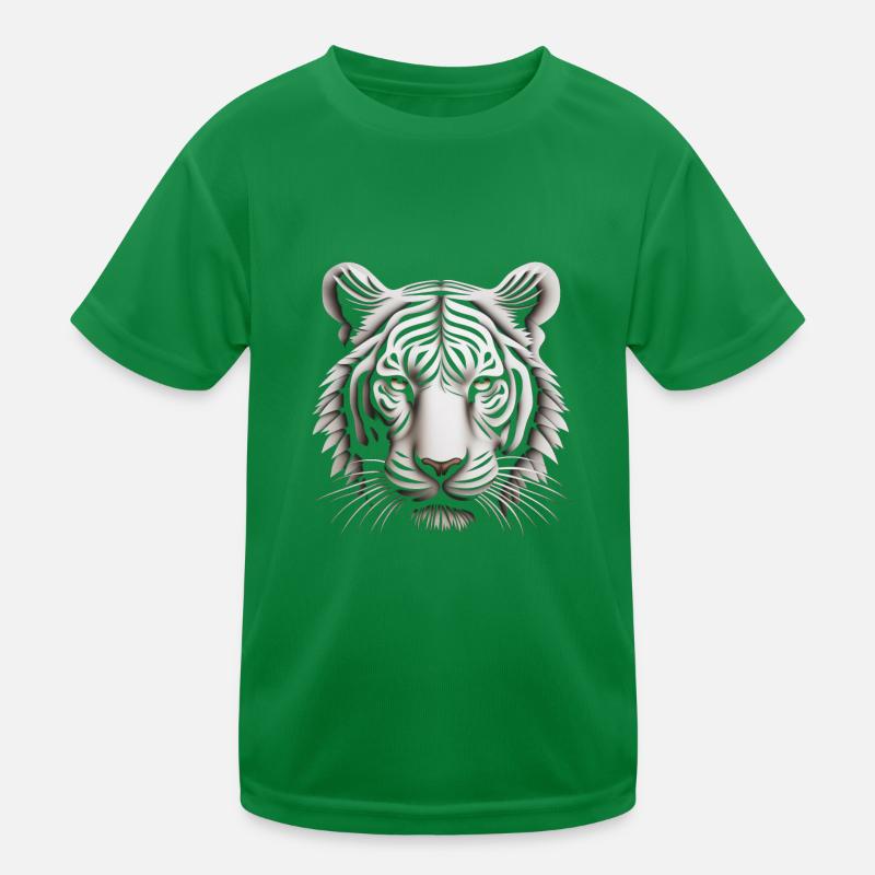 Enigmatic Op Art Tiger Illusion Artwork Kids Functional T-Shirt