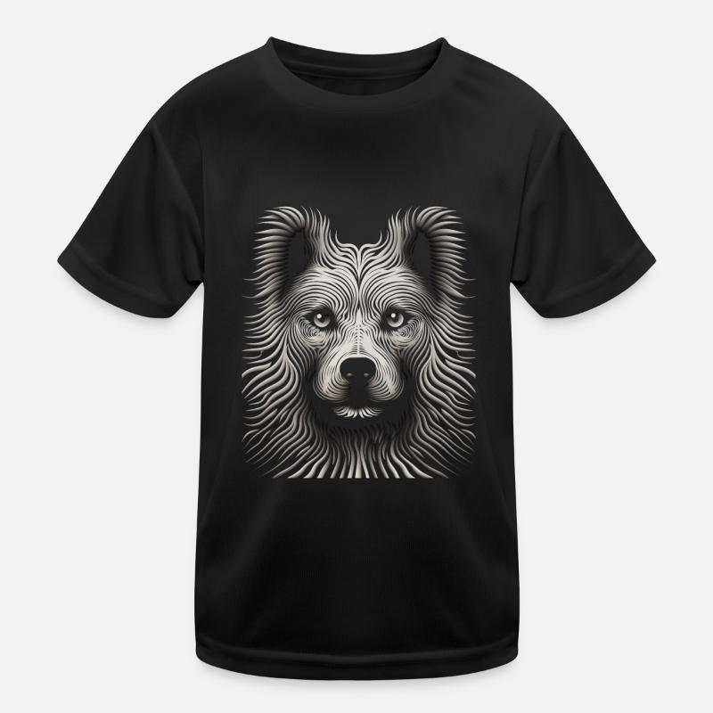 Chef-d’œuvre dynamique de toile de chien Op Art T-shirt sport Enfant