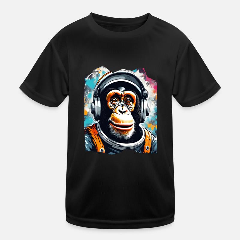 Chimpanzé astronaute avec des écouteurs T-shirt sport Enfant