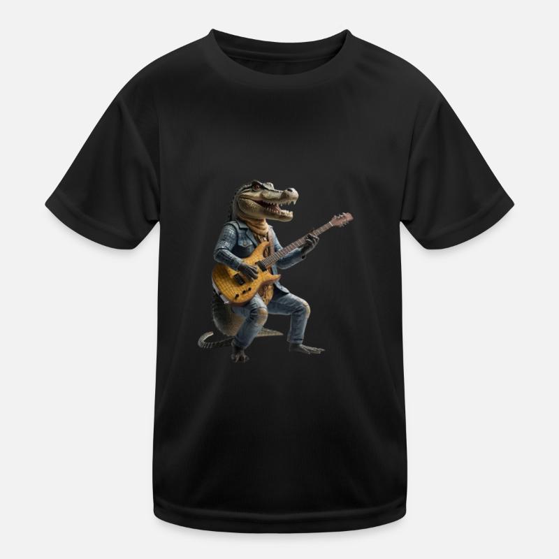 Crocodile Guitar - Kids Functional T-Shirt - black