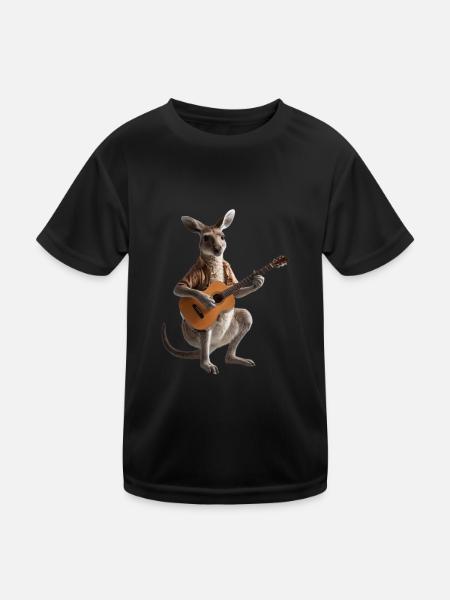 Känguru-Gitarre - Kinder Funktions-T-Shirt - Schwarz