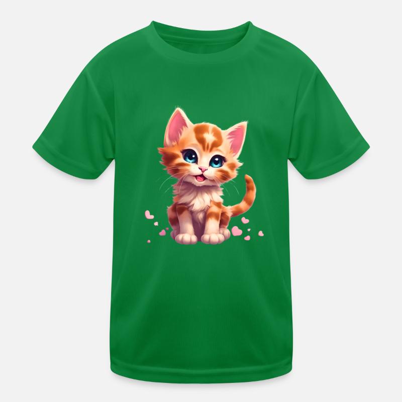 Chaton mignon avec des cœurs T-shirt sport Enfant