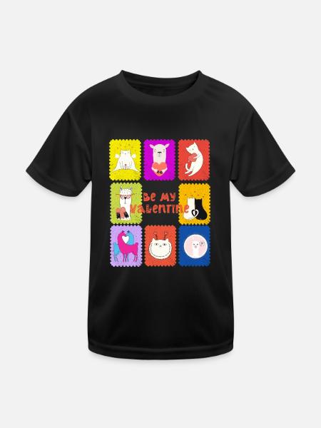 Paws and hearts: cute animals for Valentine's Day - Kids Functional T-Shirt - black