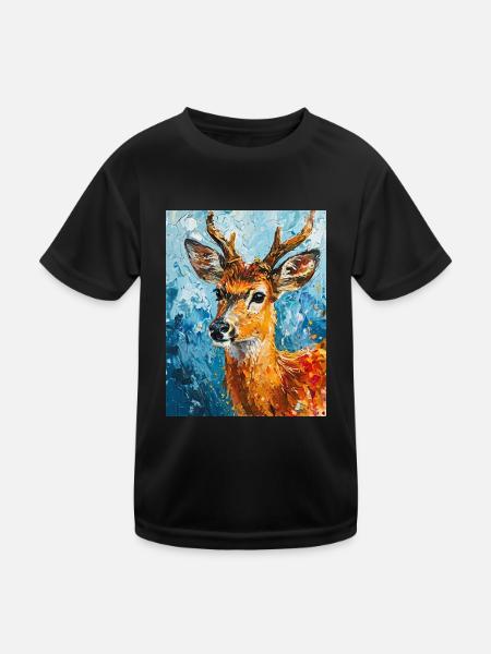 Deer image - Kids Functional T-Shirt - black - Front