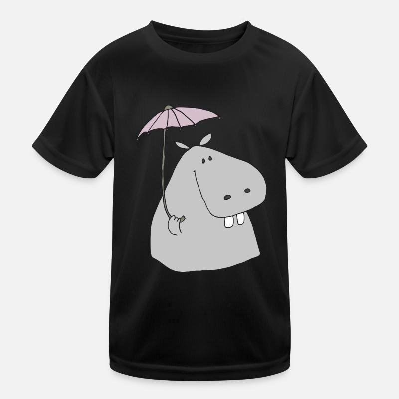 nilpferd mit schirm Kinder Funktions-T-Shirt