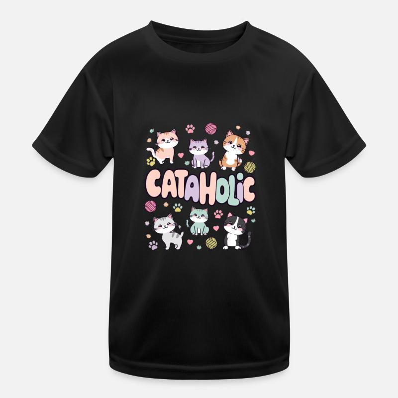 Cat Kitten Comic Gift - Kids Functional T-Shirt - black