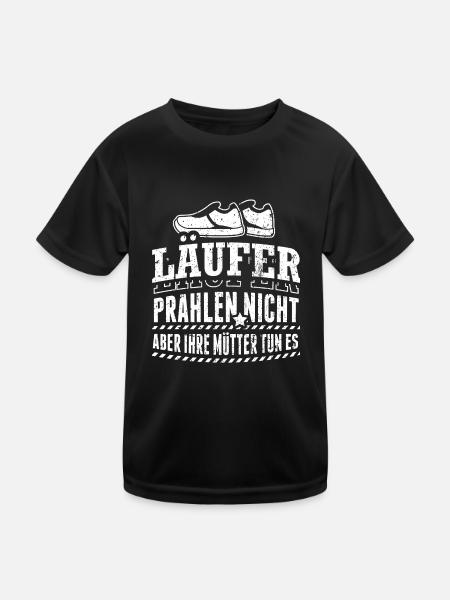 Lustiges Laufen Läufer Shirt Prahlen Nicht - Kinder Funktions-T-Shirt - Schwarz - Vorne