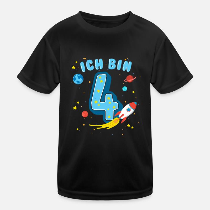 Ich bin 4 - Vierter Geburtstag Junge Mädchen Kinder Funktions-T-Shirt