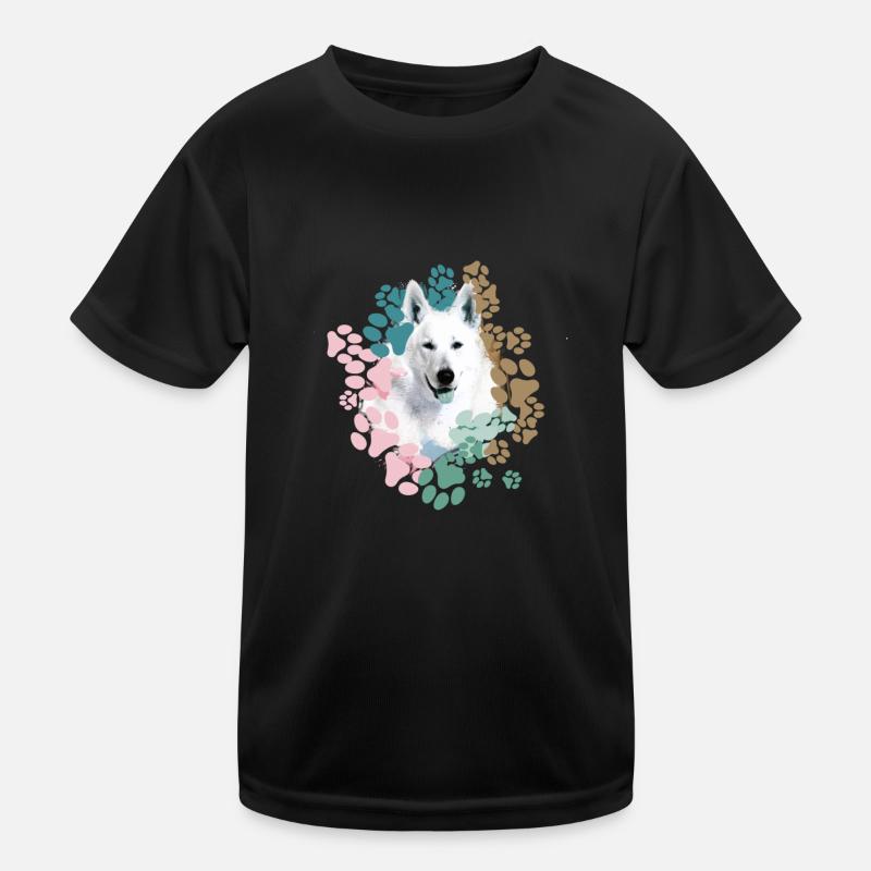 Weisser Schäferhund, Schäferhund, Pfoten, Abdruck Kinder Funktions-T-Shirt
