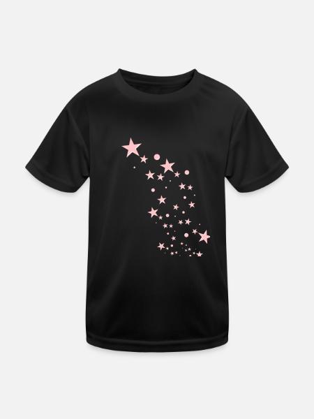 Sterne,stern, pinke Sterne, pink - Kinder Funktions-T-Shirt - Schwarz