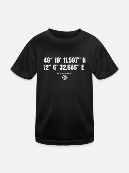 Schwandorf Geocacher Geschenk Standort GPS Stadt - Kinder Funktions-T-Shirt - Schwarz - Vorne