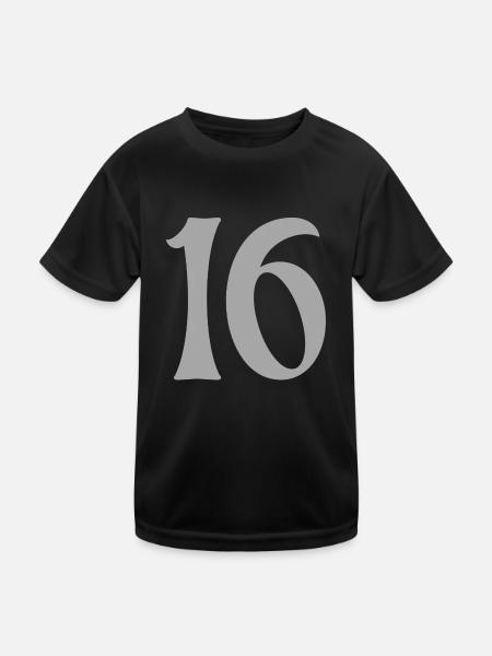16 - Kinder Funktions-T-Shirt - Schwarz - Vorne