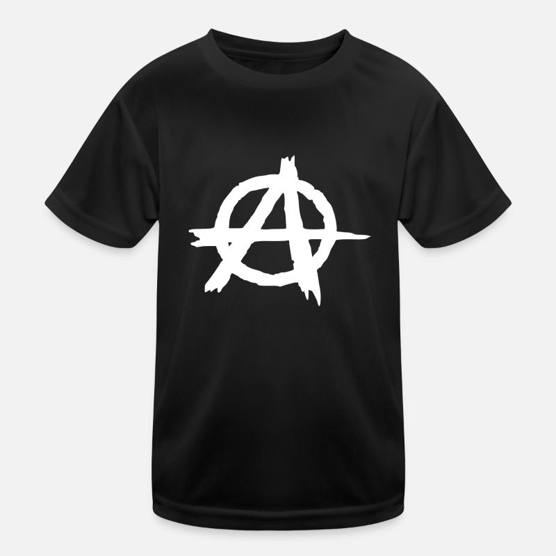 Anarchy symbol in circle - Kids Functional T-Shirt - black