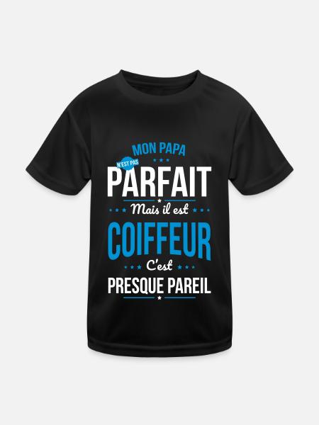 Mon papa n'est pas parfait - Coiffeur - T-shirt sport Enfant - noir - Devant