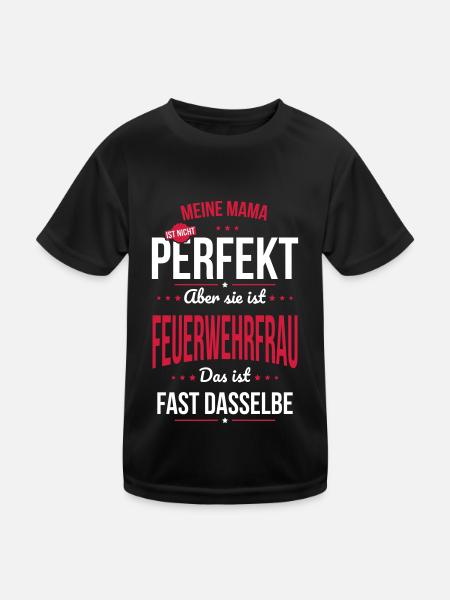 Ma mère n’est pas parfaite - Pompier - T-shirt sport Enfant - noir - Devant