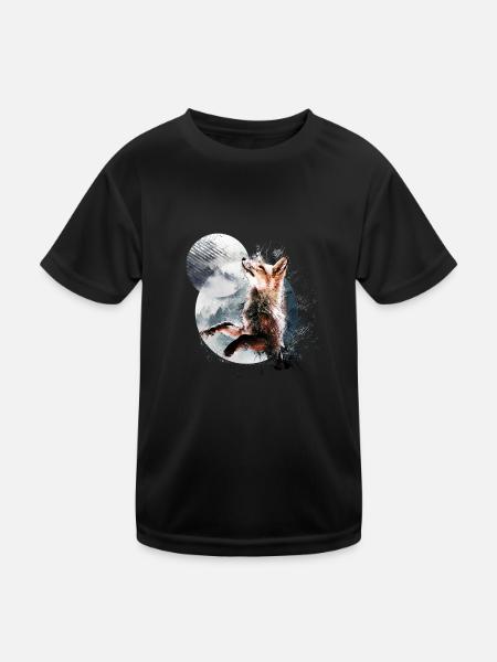 Le renard au clair de lune - T-shirt sport Enfant - noir - Devant