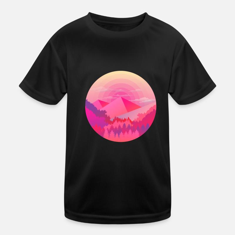 Berge Pyramide Sonne Wald Kinder Funktions-T-Shirt