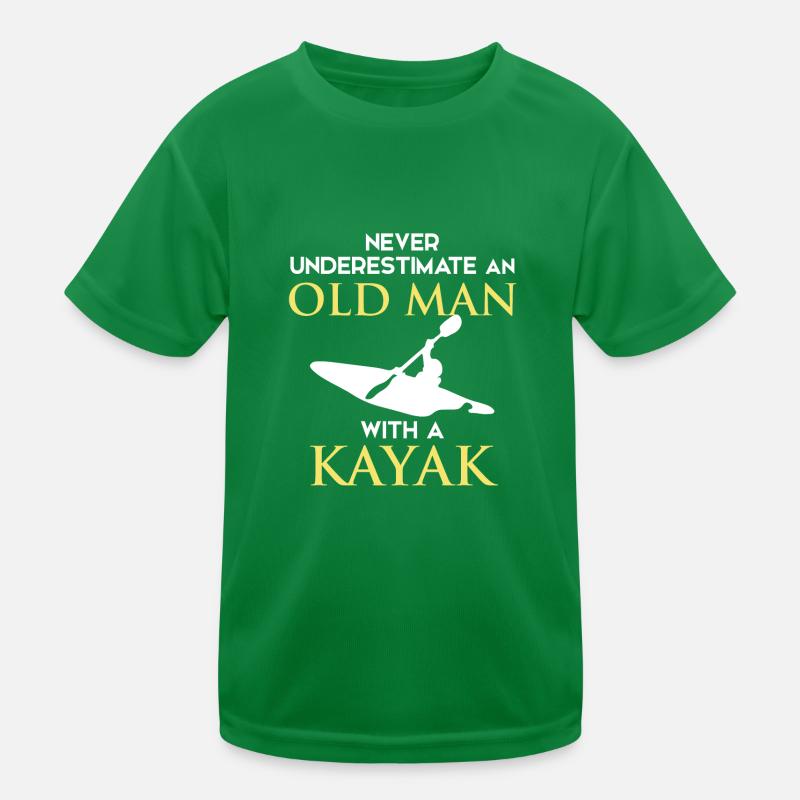 Never Underestimate Old Man With Kayak Kinder Funktions-T-Shirt