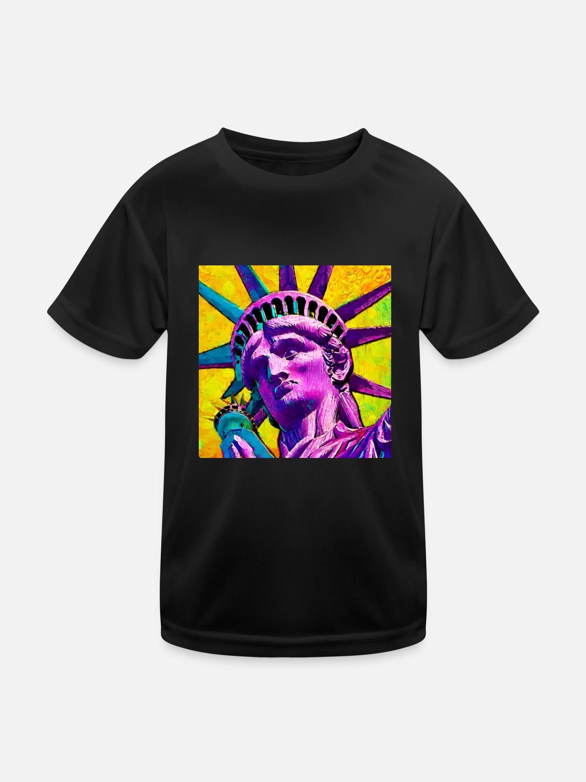 Freiheitsstatue - Kinder Funktions-T-Shirt - Schwarz - Vorne