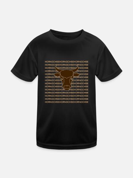 Hornochse - Kinder Funktions-T-Shirt - Schwarz - Vorne