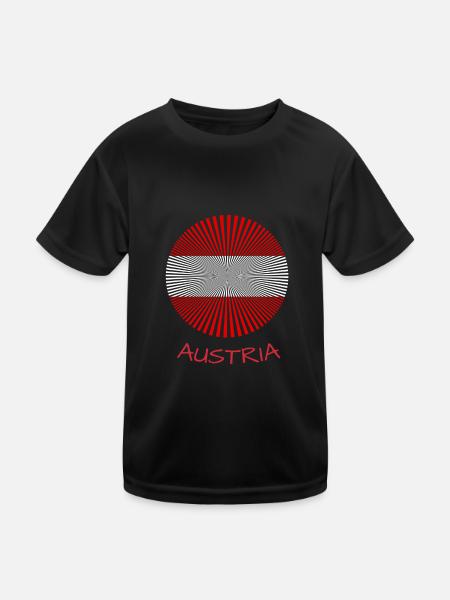 Austria flag of austria Österreich Flagge - Kinder Funktions-T-Shirt - Schwarz - Vorne