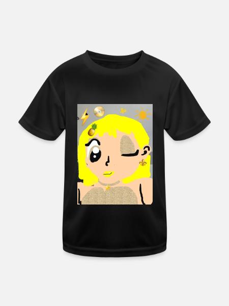 Funny Art Picture, Kids Girl - Kids Functional T-Shirt - black - Front