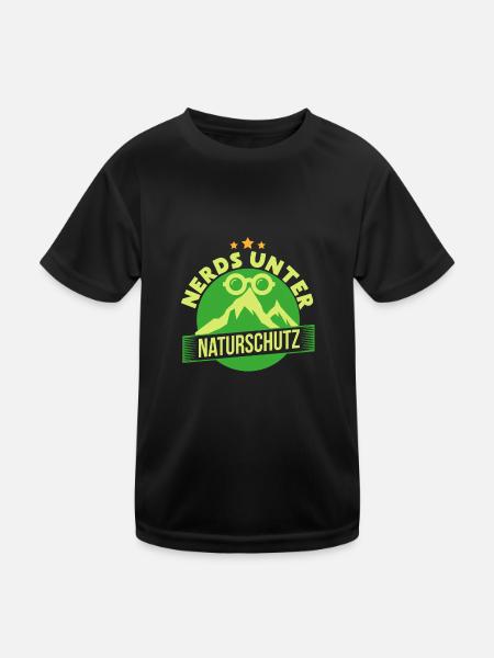 Nerds unter Naturschutz. - Geschenk - Kinder Funktions-T-Shirt - Schwarz - Vorne