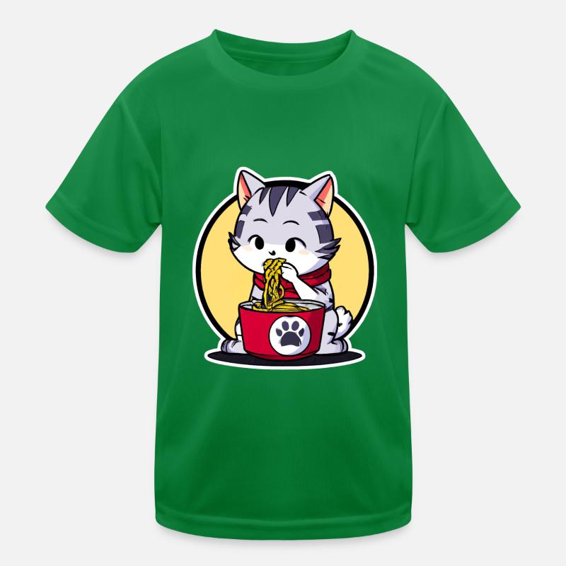 Niedliche Katze isst Ramen - Anime - Manga Kinder Funktions-T-Shirt