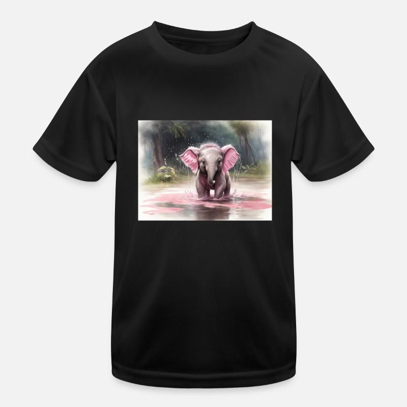 grauer Elefant mit rosa Ohren Kinder Funktions-T-Shirt