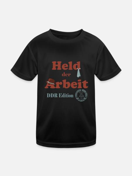 Held der Arbeit DDR Edition 80er Jahre Ostalgie - Kinder Funktions-T-Shirt - Schwarz - Vorne