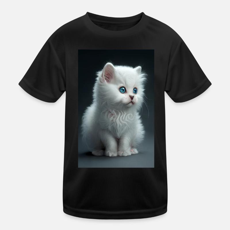 Cute white kitten - Kids Functional T-Shirt - black
