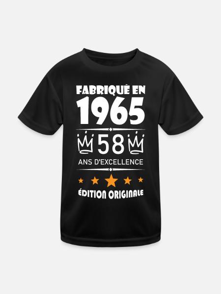Vintage 1965 58Ans Anniversaire Cadeau Homme Femme - T-shirt sport Enfant - noir - Devant