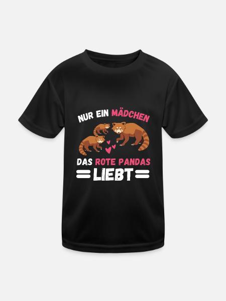 China Zoo Tier Mädchen Geschenk Roter Panda - Kinder Funktions-T-Shirt - Schwarz - Vorne
