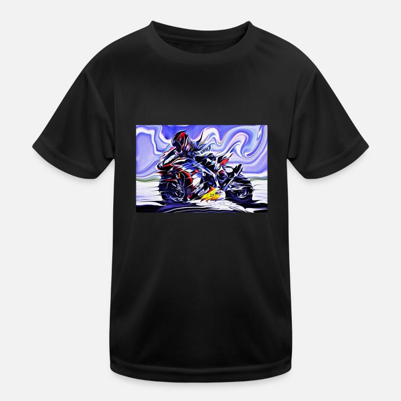 Full Speed On Two Wheels color Kids Functional T-Shirt