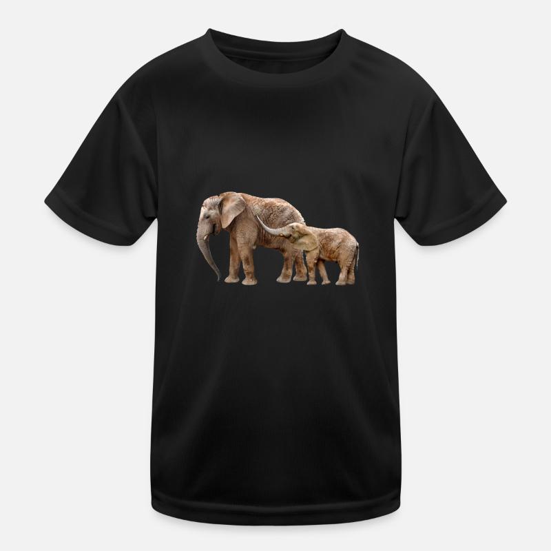 Elefant - Kinder Funktions-T-Shirt - Schwarz