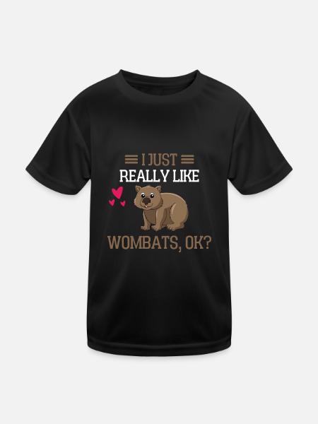 Ich mag einfach Wombats Lustiges Geschenk Wombat - Kinder Funktions-T-Shirt - Schwarz - Vorne