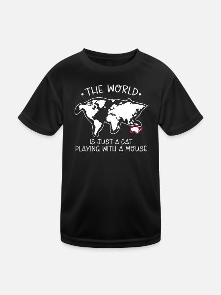 Chat disant humour drôle Le monde n’est qu’un chat - T-shirt sport Enfant - noir - Devant